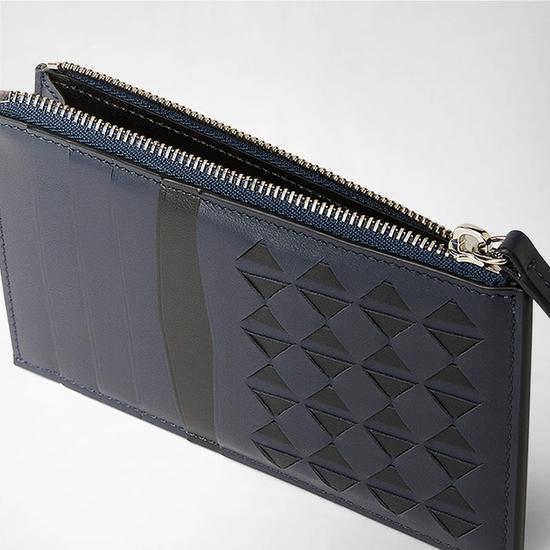 Zip card case in mosaico - navy blue