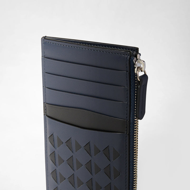 Zip card case in mosaico - navy blue