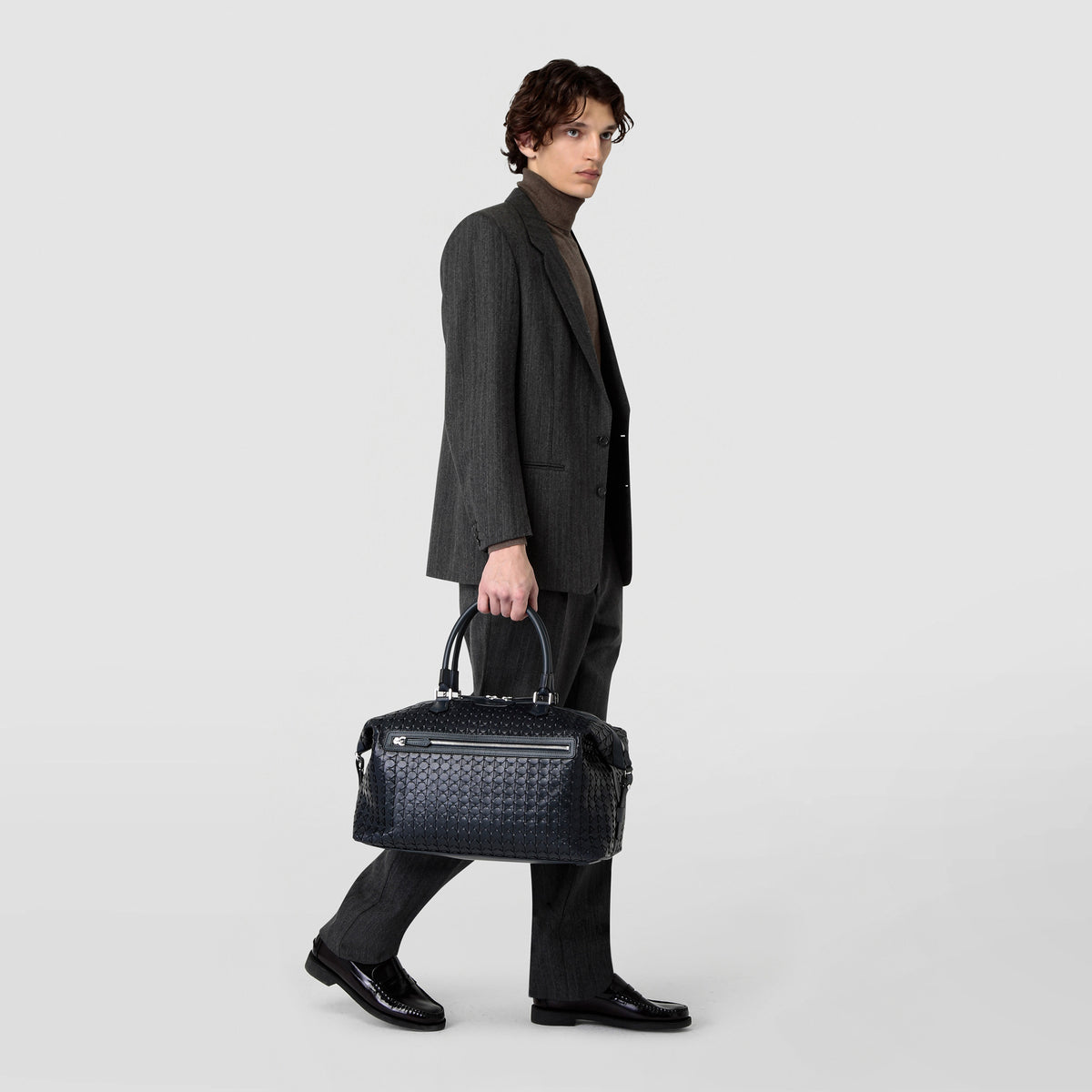 Secret tote bag in mosaico navy blue – Serapian Boutique Online