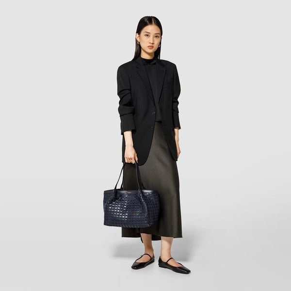 Small secret tote bag in mosaico - midnight blue