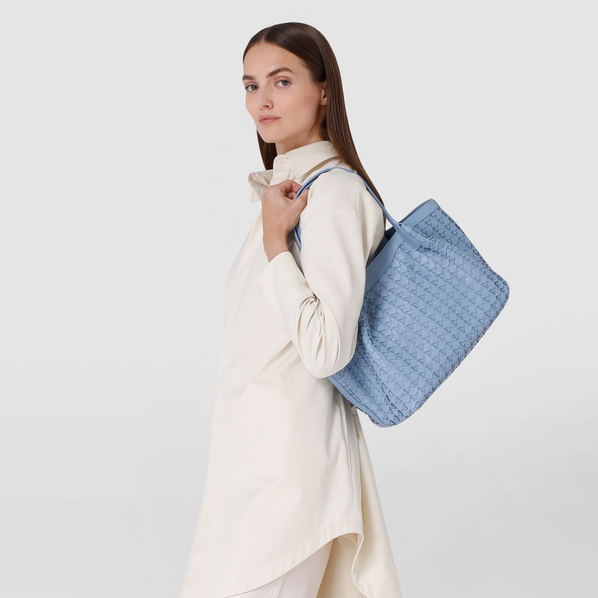 トートバッグ SERAPIAN SECRET TOTE BAG IN MOSAICO NAPPA Secret tote bag in mosaico chiaroscuro