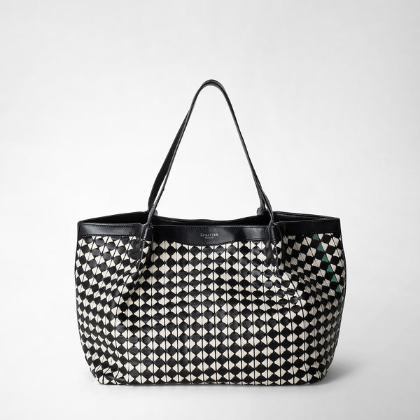 Small secret tote bag in mosaico off-white – Serapian