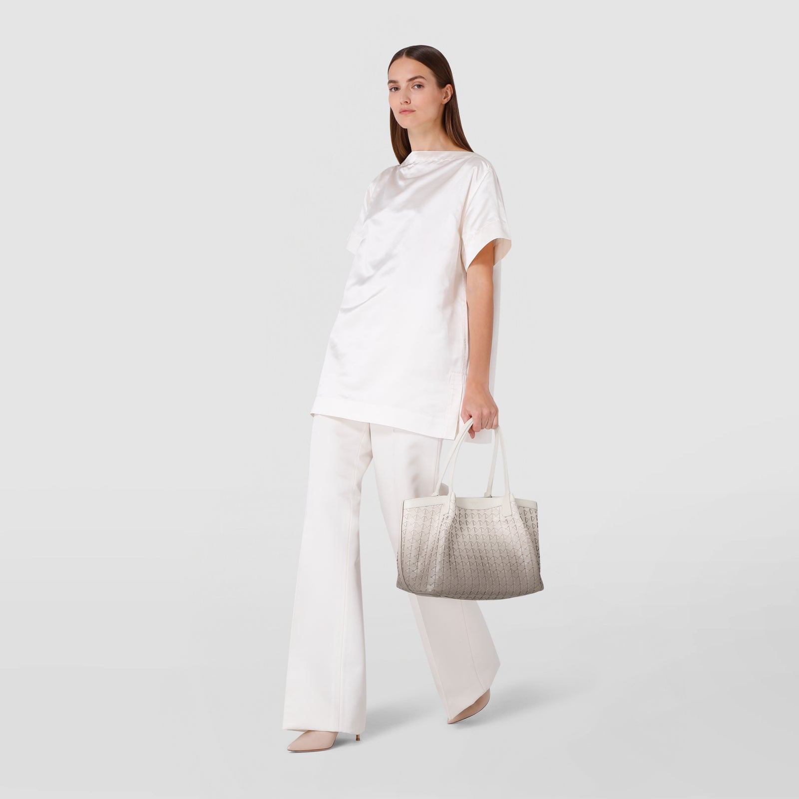 SERAPIAN トートバッグ ホワイト MOSAICOナッパレザー製スモールSECRETトート