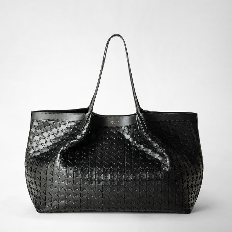 MOSAICOナッパレザー製 ブラックトートバッグ