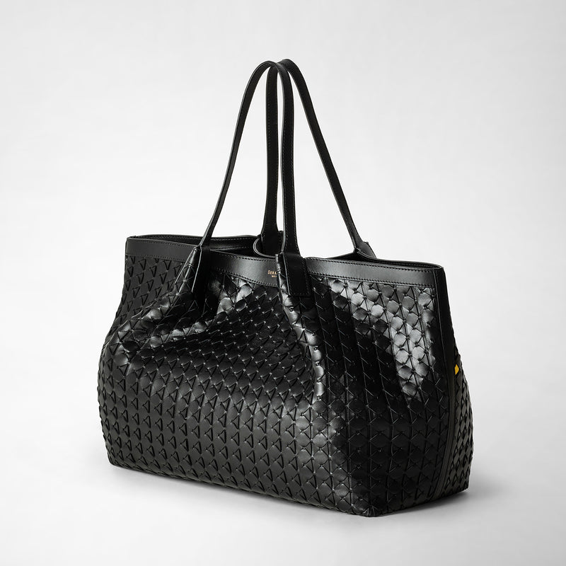 Secret Tote Bag in Mosaico Nappa, Black