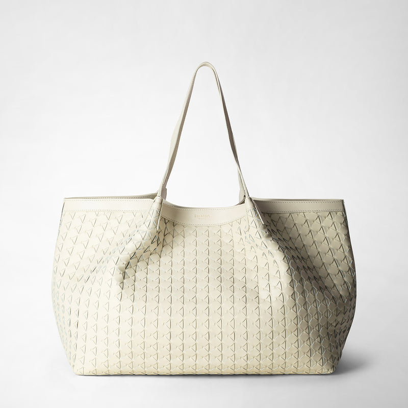 Secret tote bag in mosaico off-white – Serapian Boutique Online