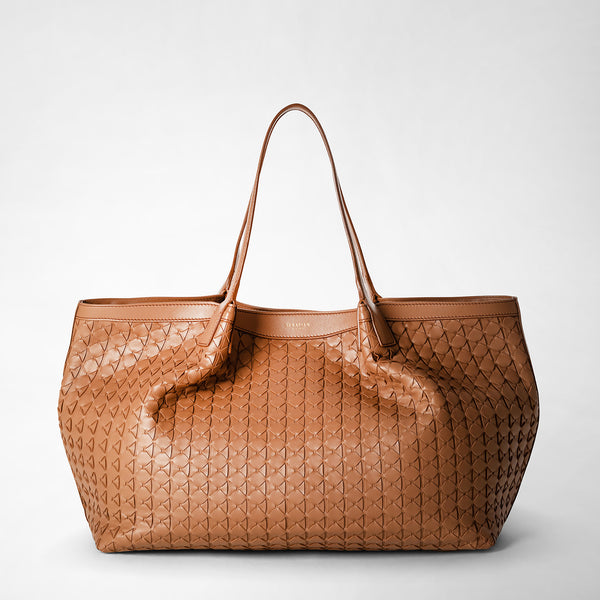 Small secret tote bag mosaico elaphe black- off white