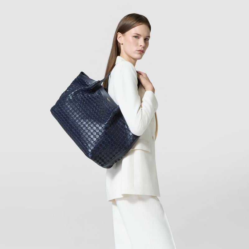 Secret tote bag in mosaico - midnight blue