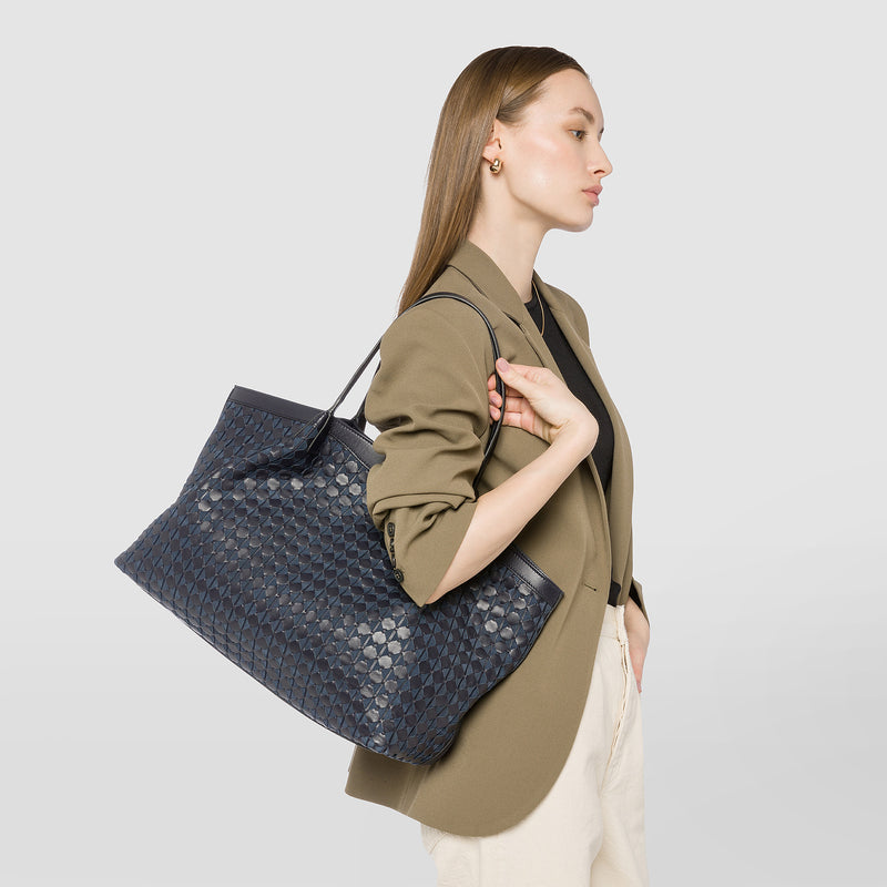 Secret tote bag in mosaico - midnight blue