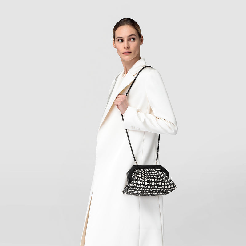 Secret clutch bag in mosaico - black/off-white