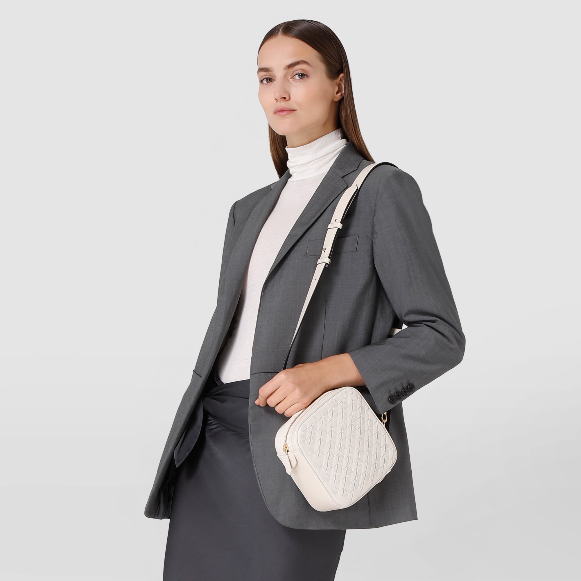 Designer crossbody bag, small shoulder bag off-white