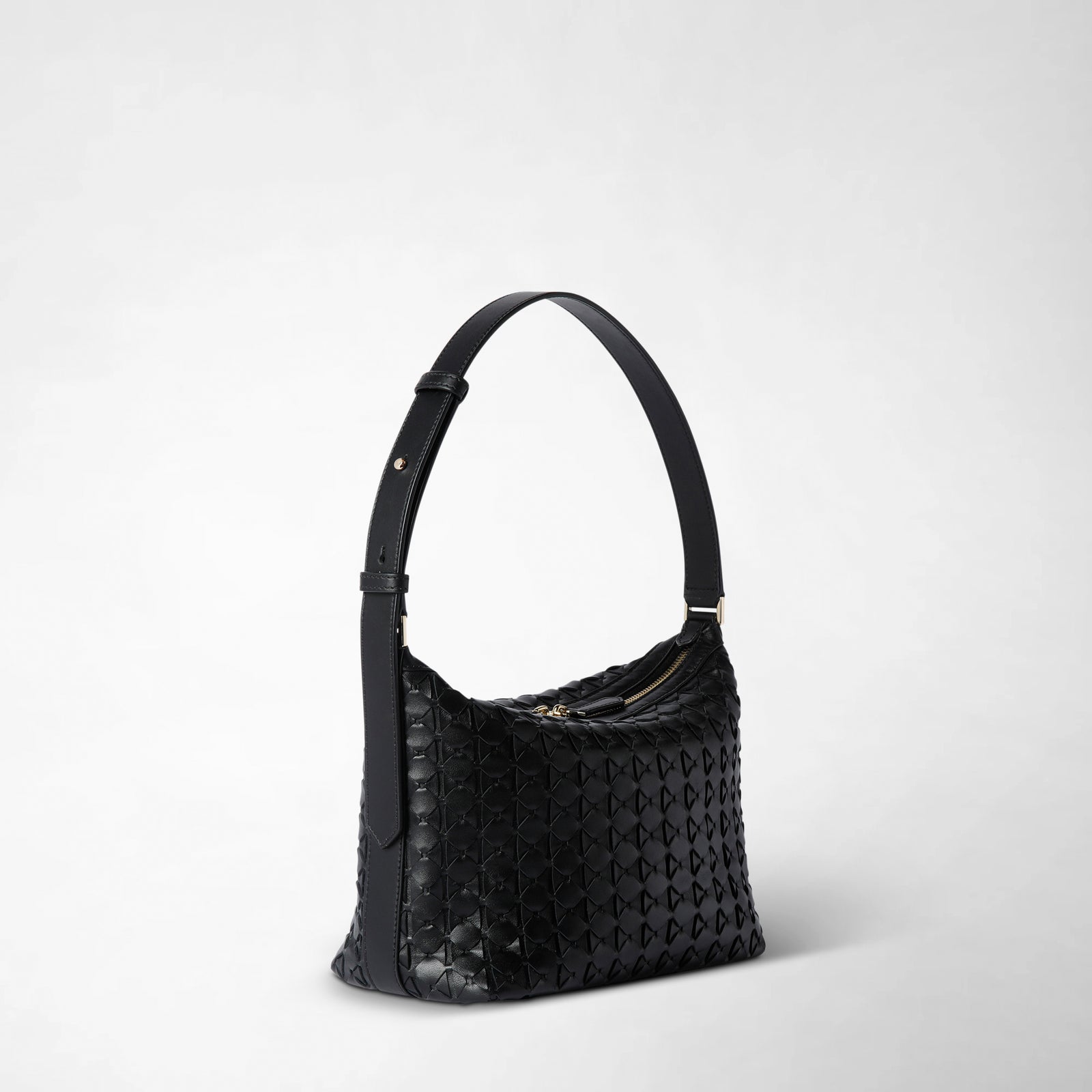 SERAPIAN MOSAICO ブラック レザー ショルダーバッグ　編み込み Black leather shoulder bag - Anì Bag