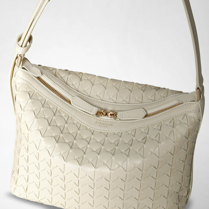 Petit sac porte epaule ani en mosaico - off-white