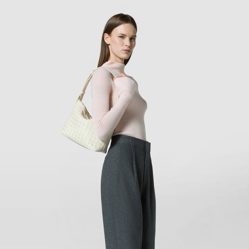 Petit sac porte epaule ani en mosaico - off-white