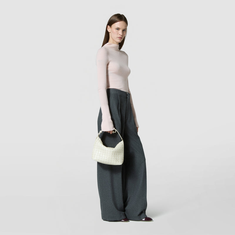 Petit sac porte epaule ani en mosaico - off-white