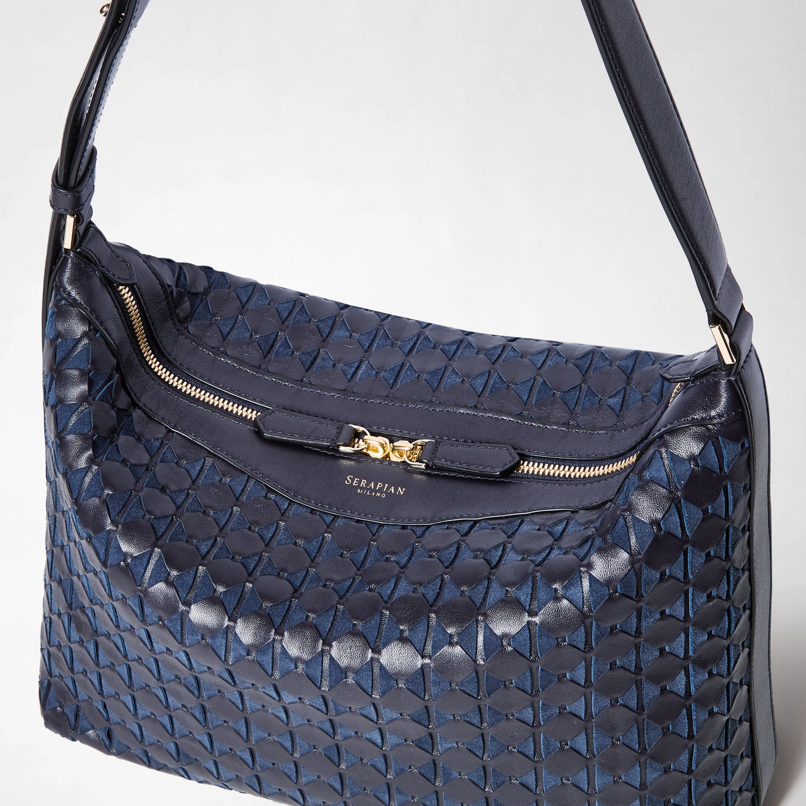 Small Mosaico leather shoulder bag​ Anì blue
