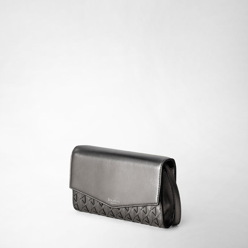 Clutch with shoulder strap in mosaico - ruthenium