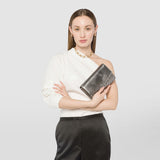 Clutch with shoulder strap in mosaico - ruthenium