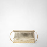 Clutch with shoulder strap in mosaico - light gold