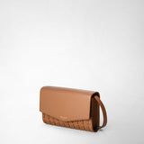 Clutch with shoulder strap in mosaico - tan