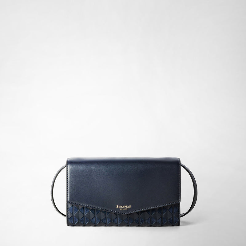 Clutch with shoulder strap in mosaico - midnight blue