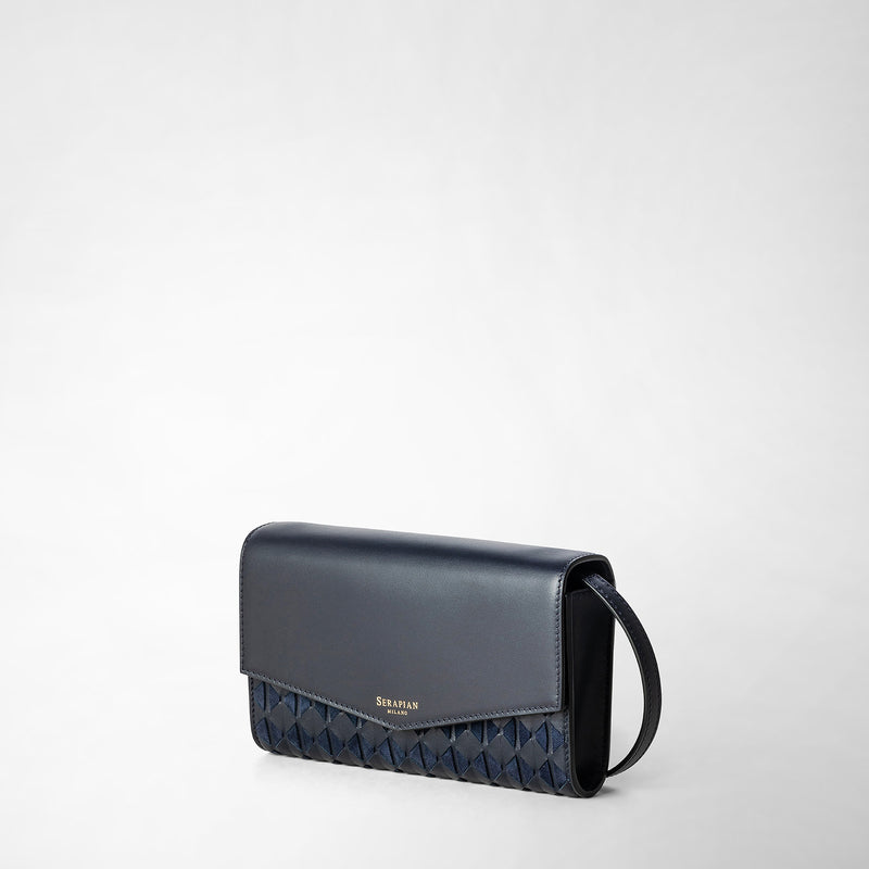 Clutch with shoulder strap in mosaico - midnight blue