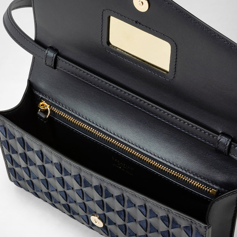 Clutch with shoulder strap in mosaico - midnight blue