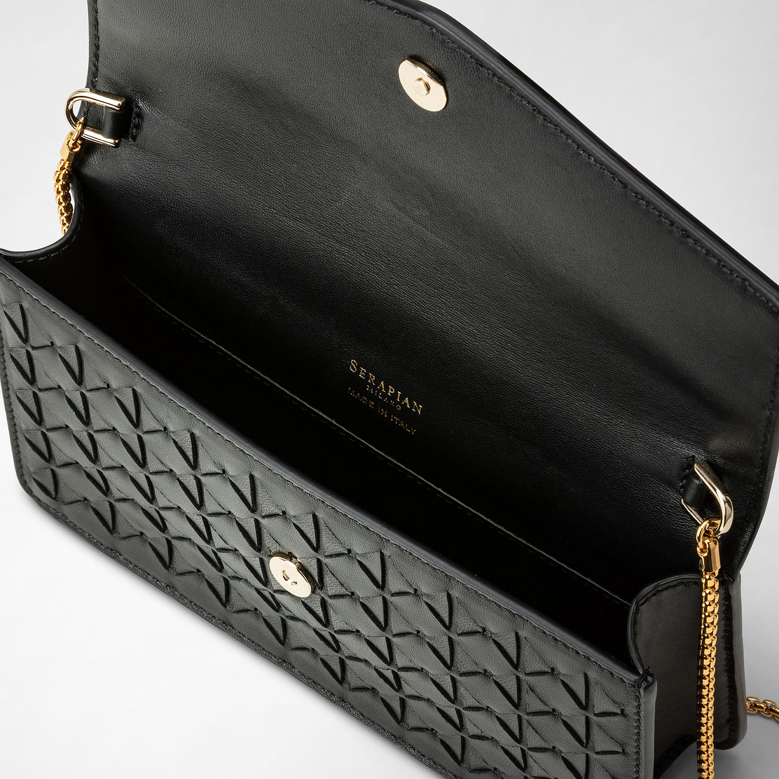 SERAPIAN MOSAICO製クラッチバッグ MOSAICO製ショルダーストラップ付きクラッチバッグ