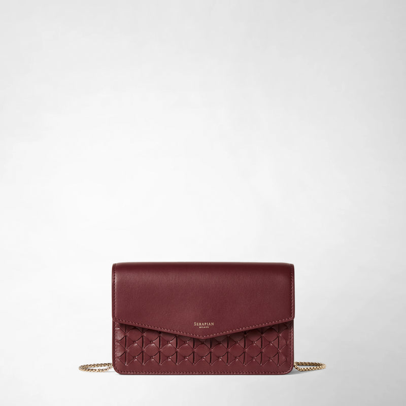 Clutch with chain in mosaico - rosewood