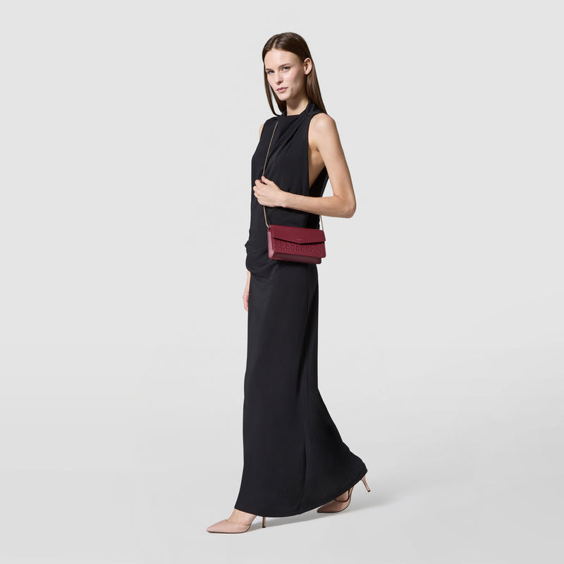 Clutch with chain in mosaico - rosewood