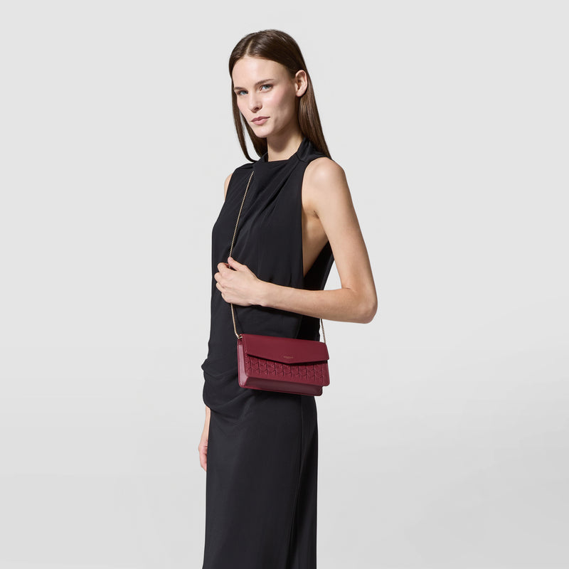 Clutch with chain in mosaico - rosewood