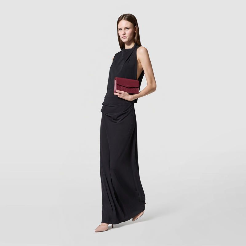 Clutch with chain in mosaico - rosewood