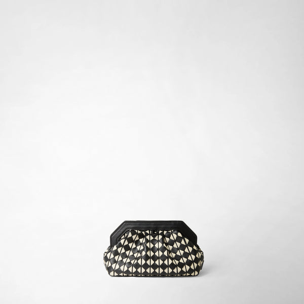 Mini-clutch secret aus mosaico - black/off-white