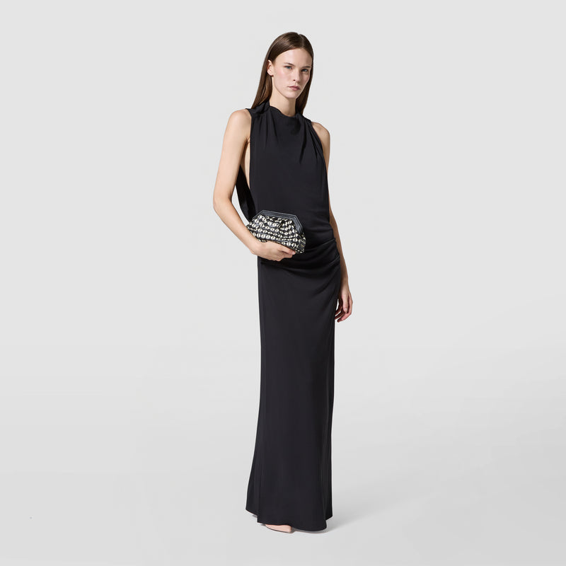 Mini secret clutch bag in mosaico - black/off-white