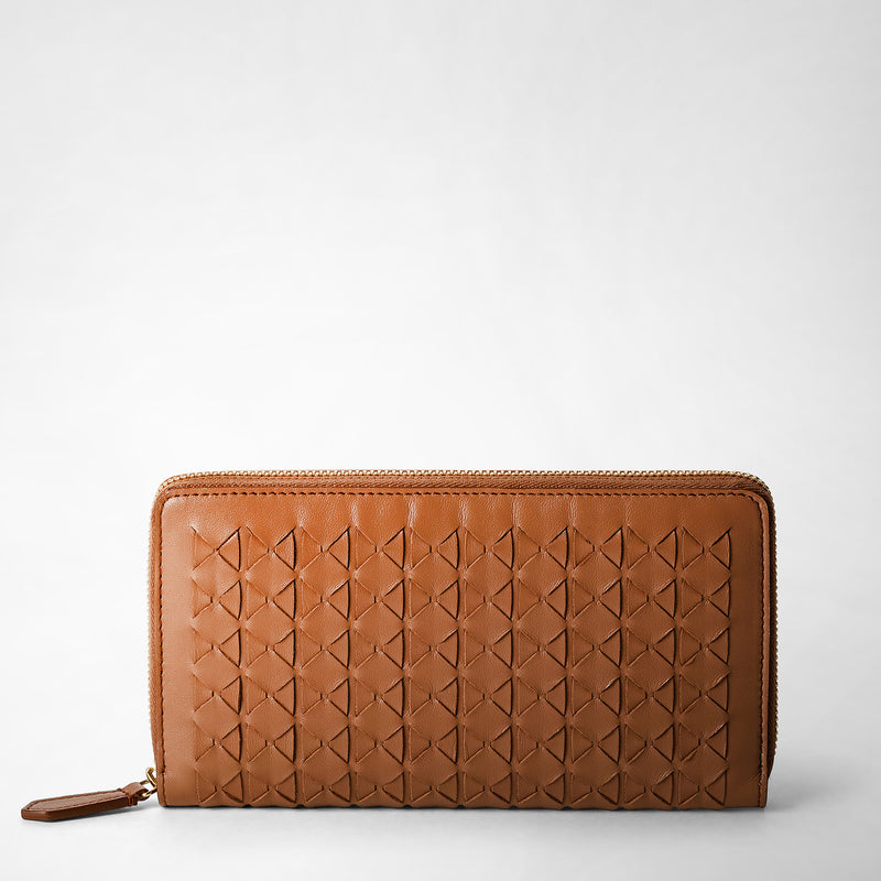 Zip-around wallet in mosaico - tan