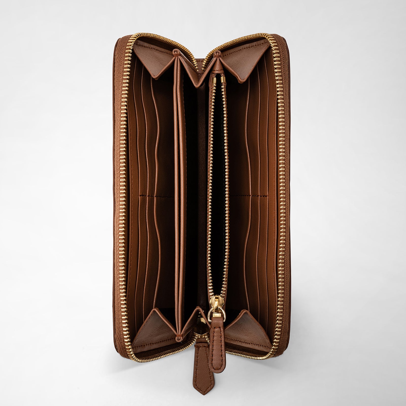Zip-around wallet in mosaico tan