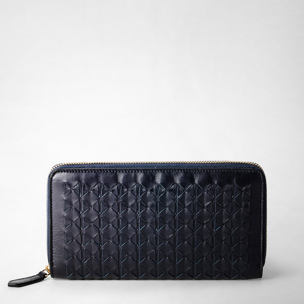 Portafoglio con zip in mosaico  - midnight blue