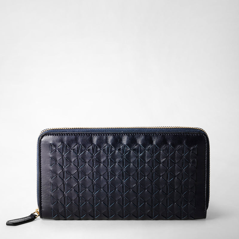 Geldbörse mit rundumreissverschluss aus mosaico - midnight blue