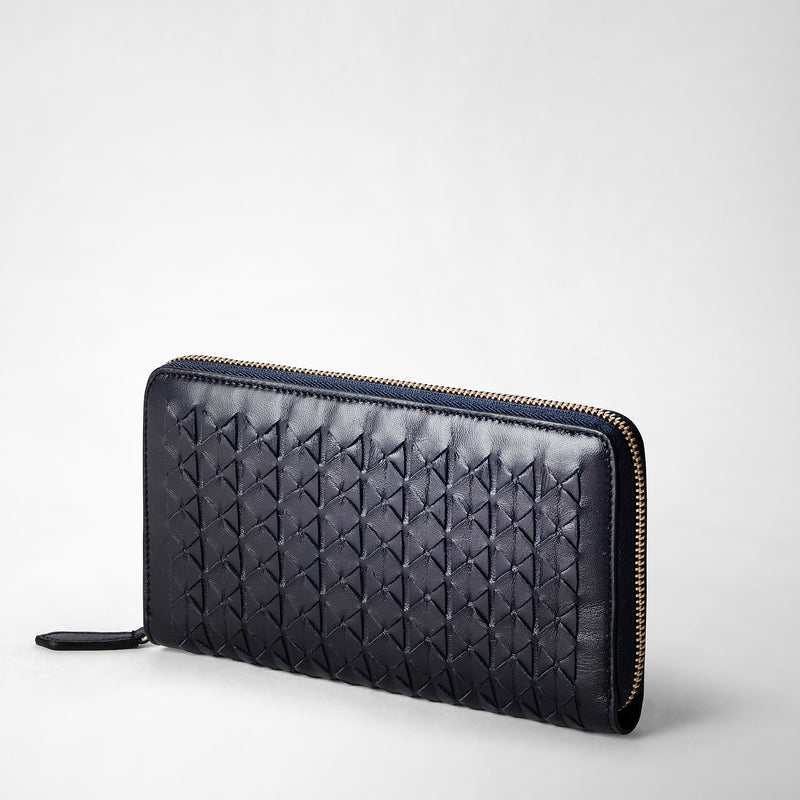 Geldbörse mit rundumreissverschluss aus mosaico - midnight blue