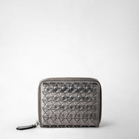 MINI ZIP WALLET IN MOSAICO Ruthenium