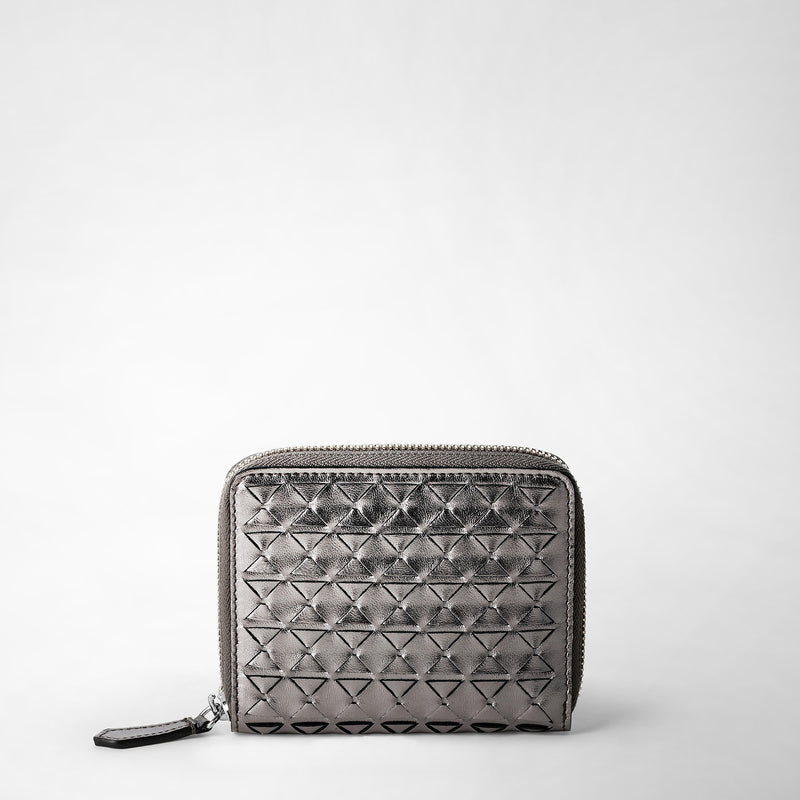 Mini zip wallet in mosaico - ruthenium