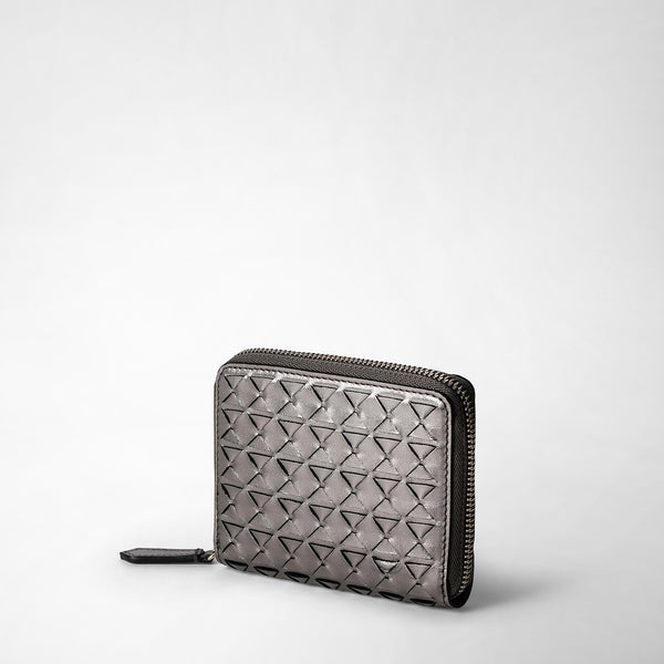 Mini zip wallet in mosaico - ruthenium
