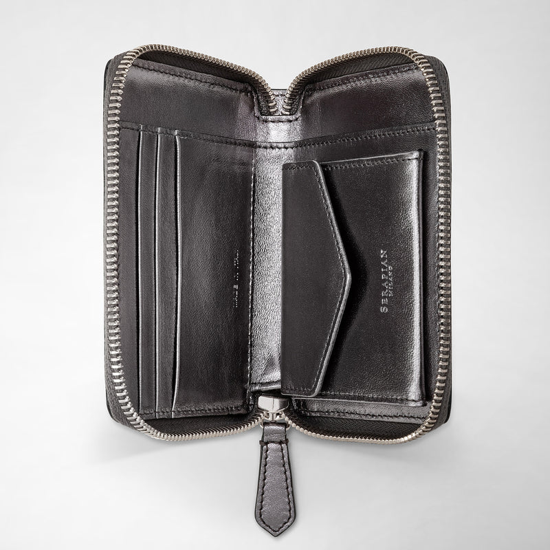 Mini zip wallet in mosaico - ruthenium