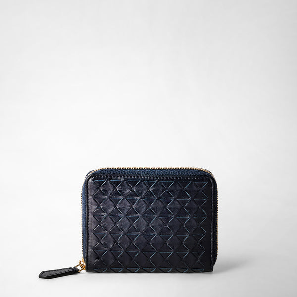 Portafoglio mini con zip in mosaico - midnight blue