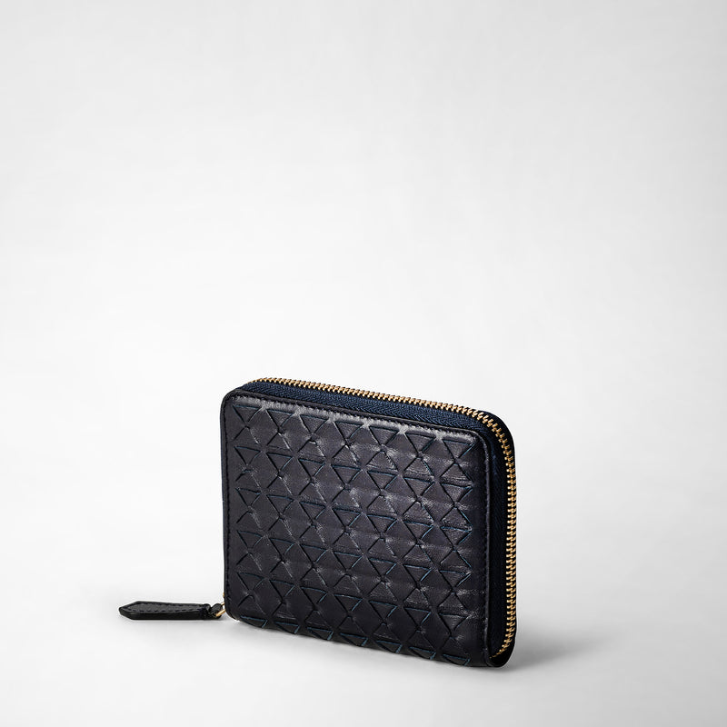 Mini zip wallet in mosaico - midnight blue