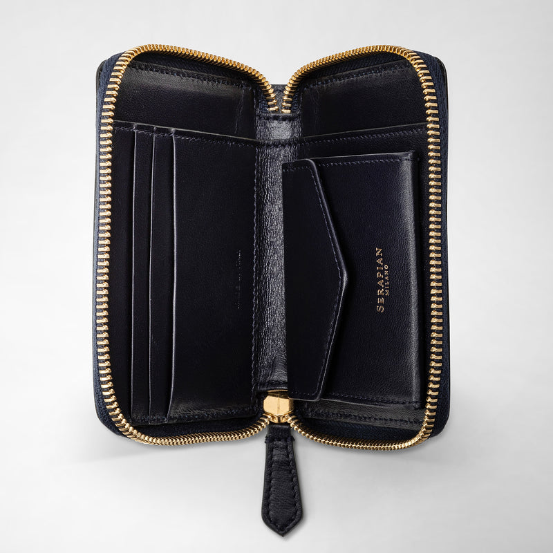 Mini zip wallet in mosaico midnight blue