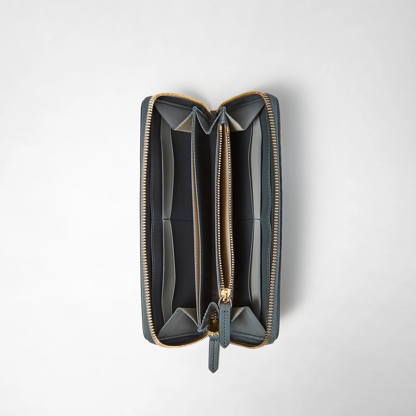 Large zip around wallet in Mosaico leather storm