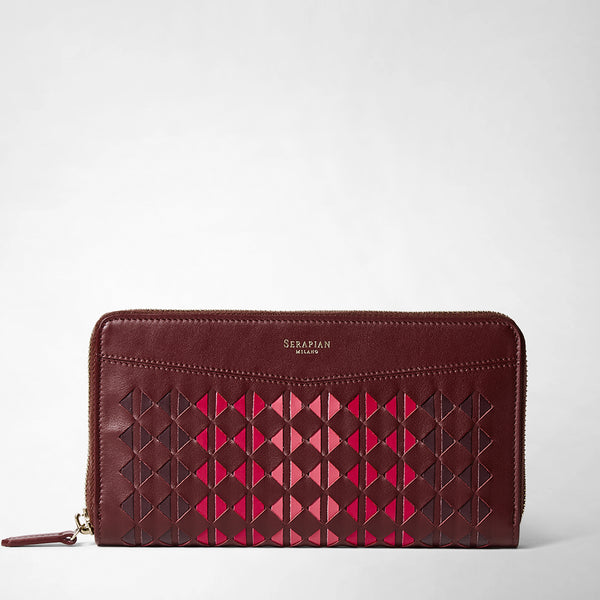 Zip-around wallet in mosaico - rosewood