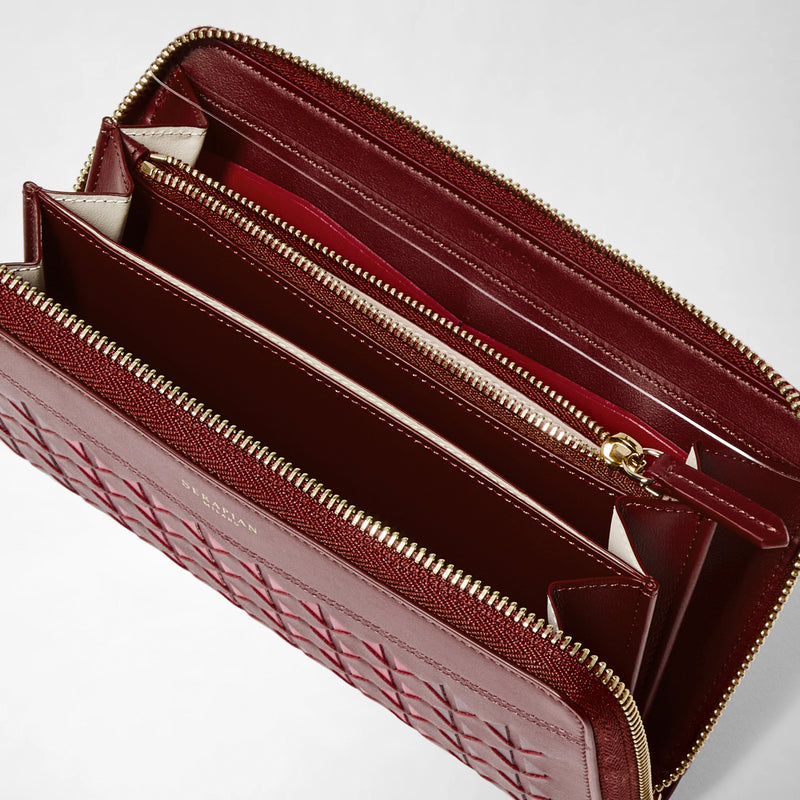 Zip-around wallet in mosaico - rosewood