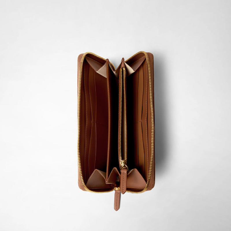 Zip-around wallet in mosaico - tan